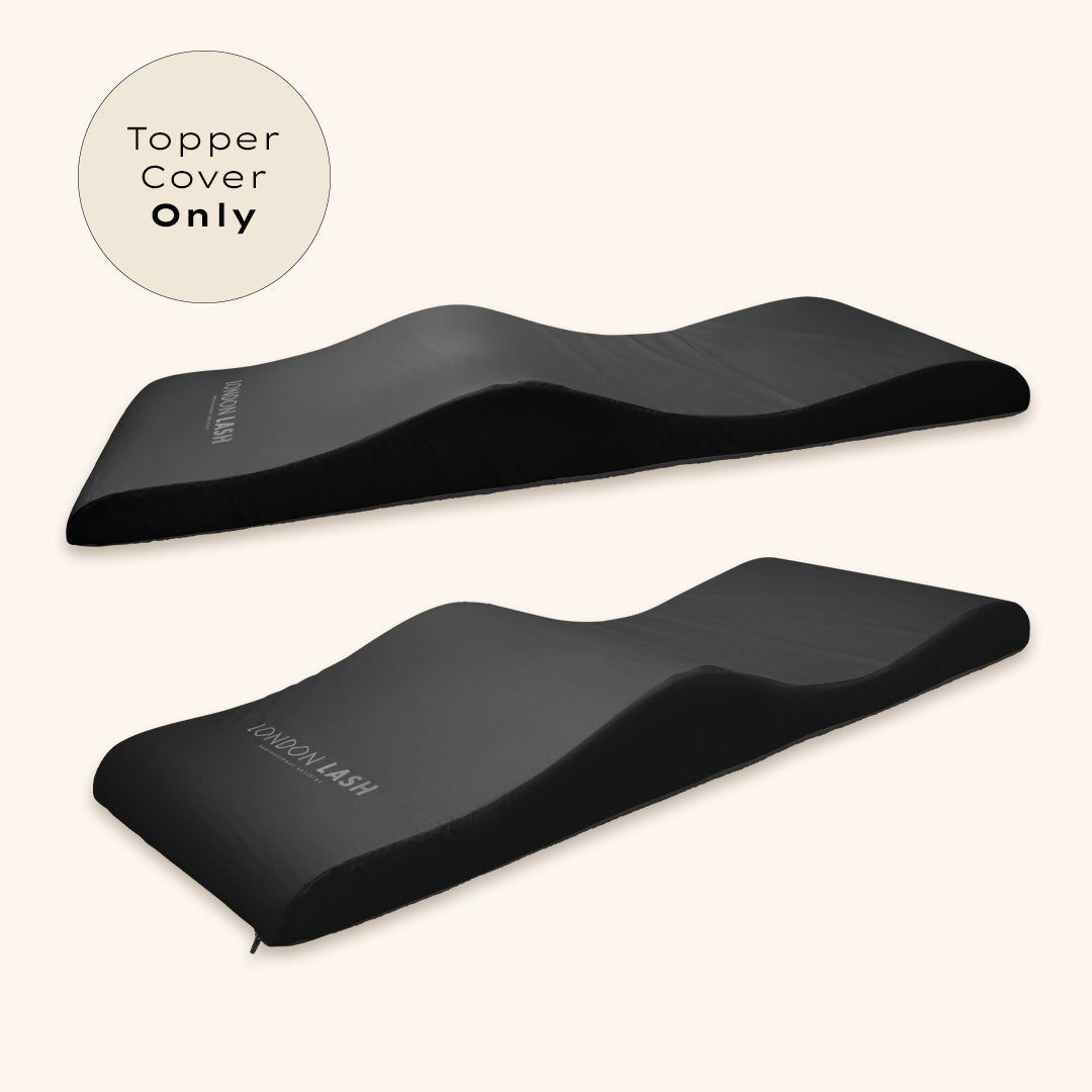 Replacement cover for memory foam topper shown in black, designed for Beauty Bed Memory Foam Topper.