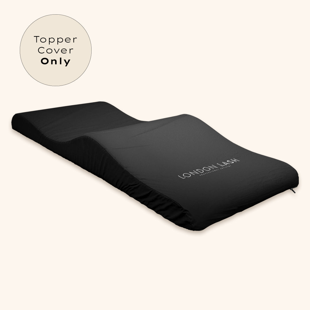 Replacement cover for memory foam topper in black color, designed for London Lash topper, hygiene and style.